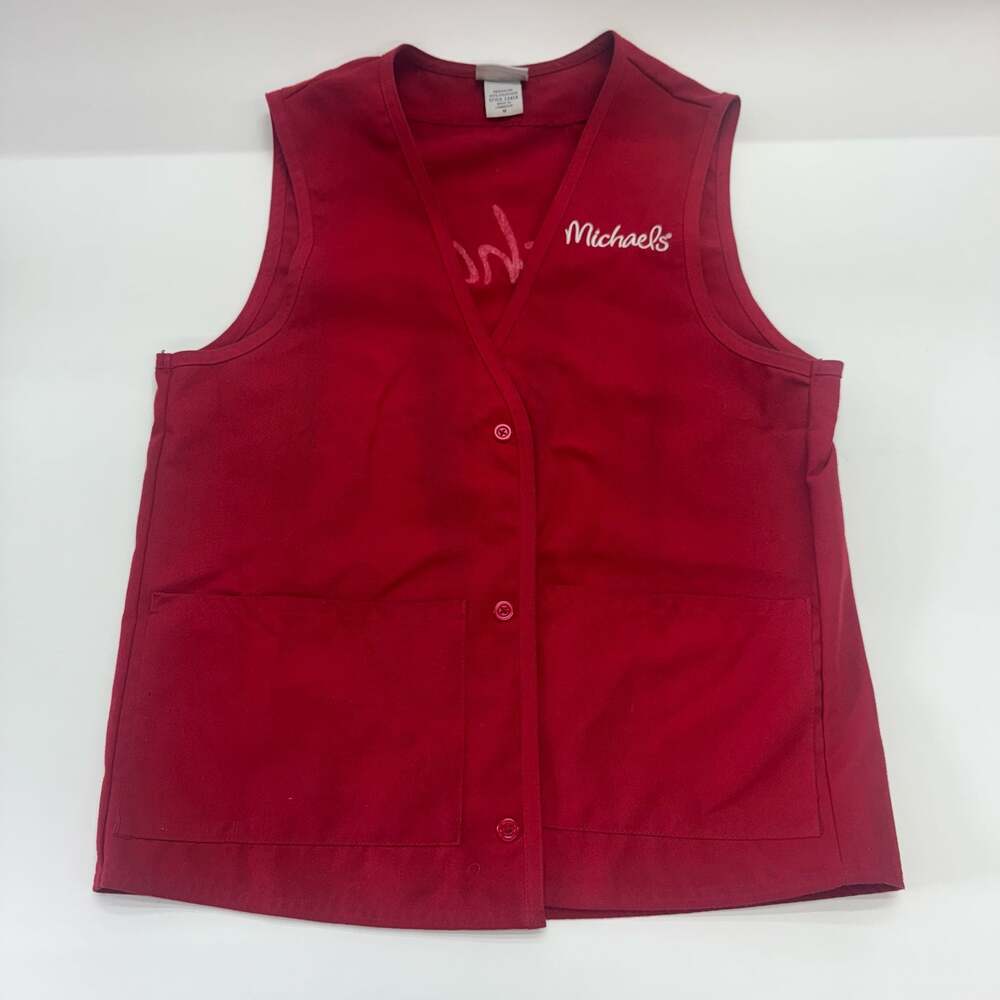 Michaels Craft Store Employee Uniform Red Work Vest with Pockets